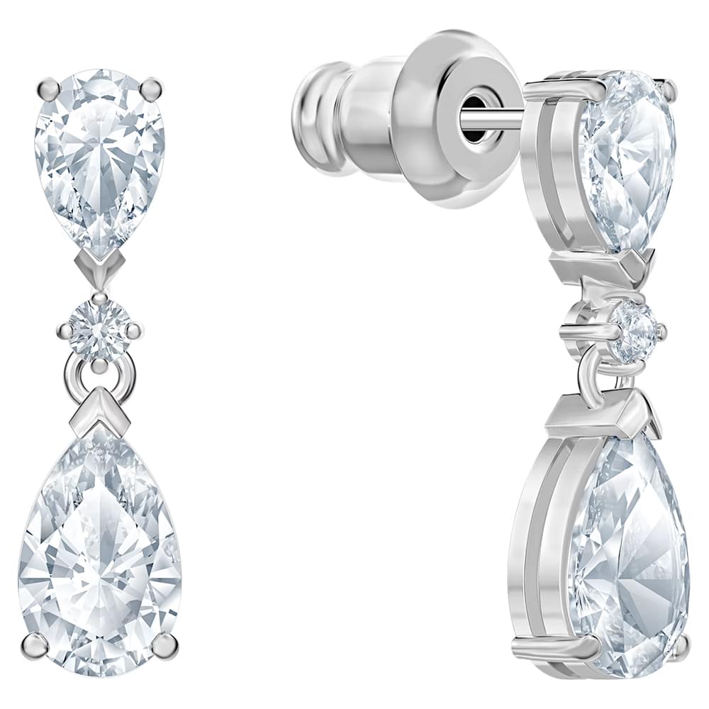 Swarovski Attract drop earrings Drop cut, White, Rhodium plated 5512393 (2)