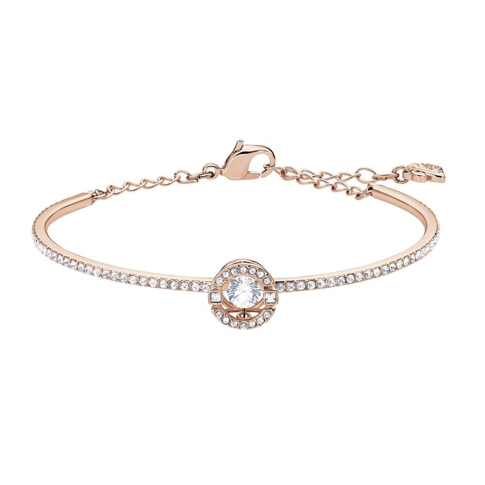Swarovski Sparkling Dance bangle Round cut, White, Rose gold-tone plated 5497483