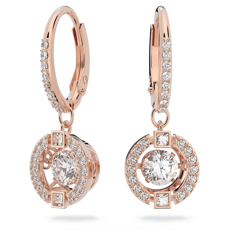 Swarovski Sparkling Dance drop earrings Round cut, White, Rose gold-tone plated 5504753
