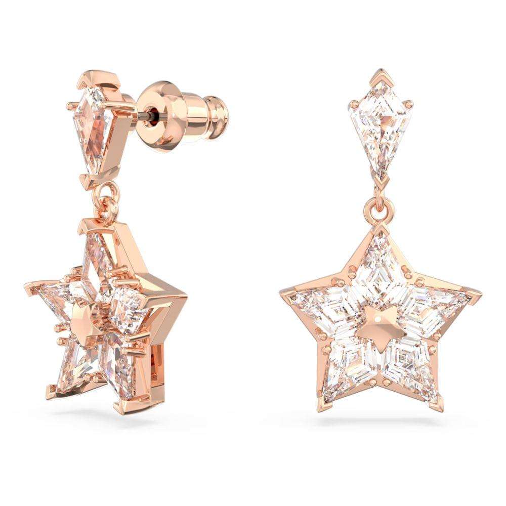 Swarovski Stella drop earrings Kite cut, Star, White, Rose gold-tone plated 5645466