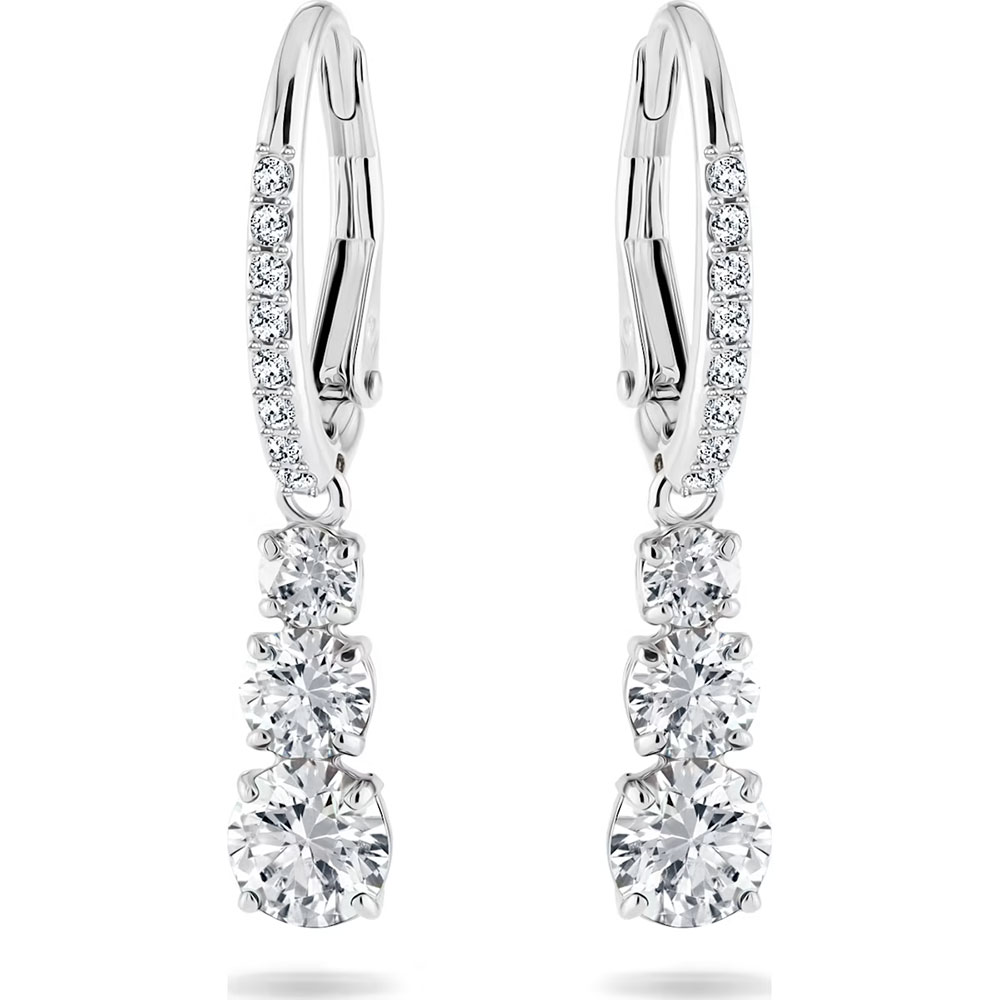 Swarovski Stilla Attract hoop earrings Round cut, White, Rhodium plated 5416155