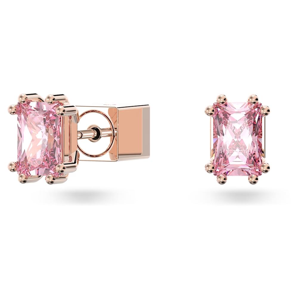 Swarovski Stilla stud earrings Rectangular cut, Pink, Rose gold-tone plated 5639136 (2)