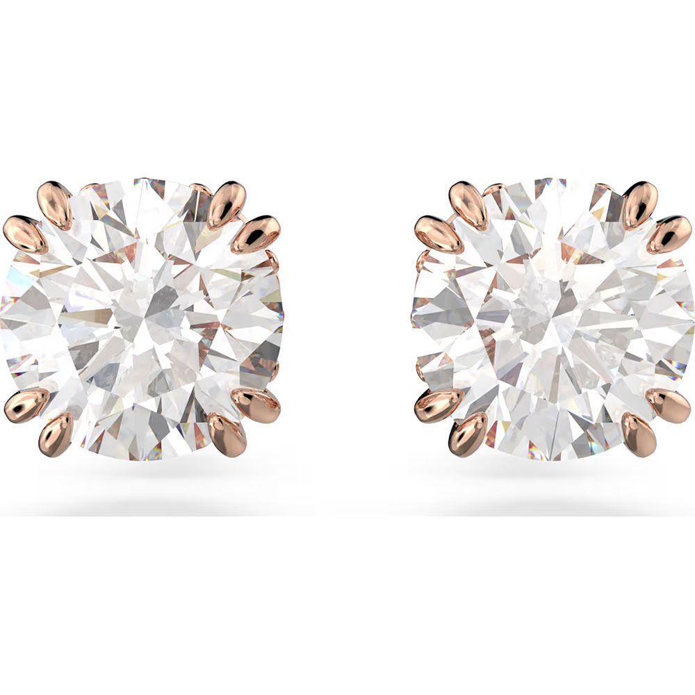 Swarovski Stilla stud earrings Round cut, White, Rose gold-tone plated 5638801