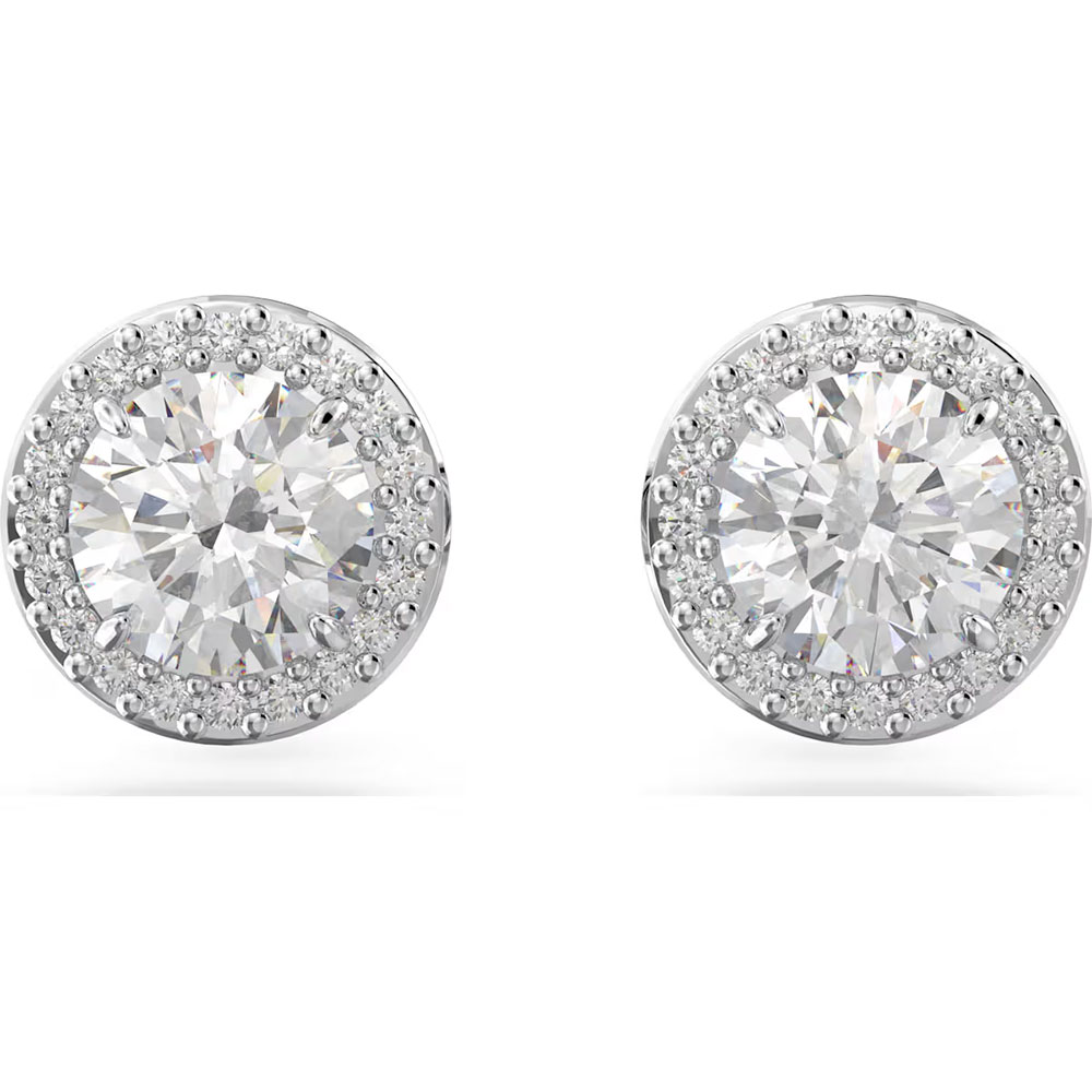 Swarovski Una stud earrings Round cut, Pavé, White, Rhodium plated 5636269