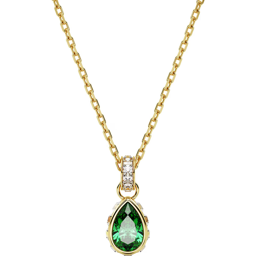 Swarovski Chroma pendant, Pear cut, Green, Gold-tone plated 5648751
