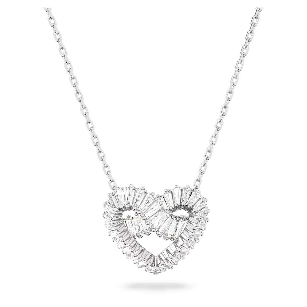 Swarovski Matrix pendant Mixed cuts, Heart, White, Rhodium plated 5647924