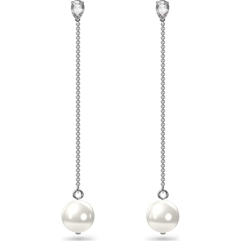 Swarovski Treasure Earrings, White, Rhodium plated 5563290