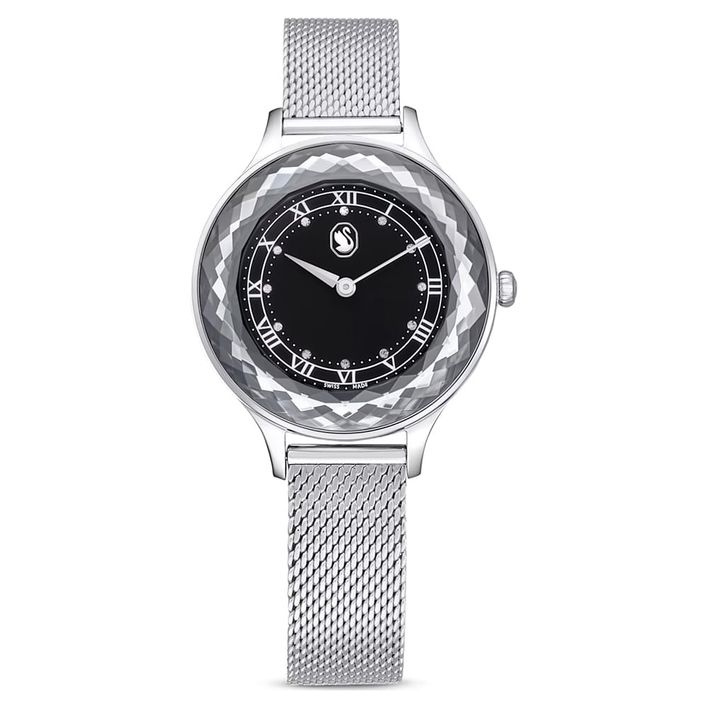 Swarovski Octea Nova watch Swiss Made, Metal bracelet, Black, Stainless steel 5650042