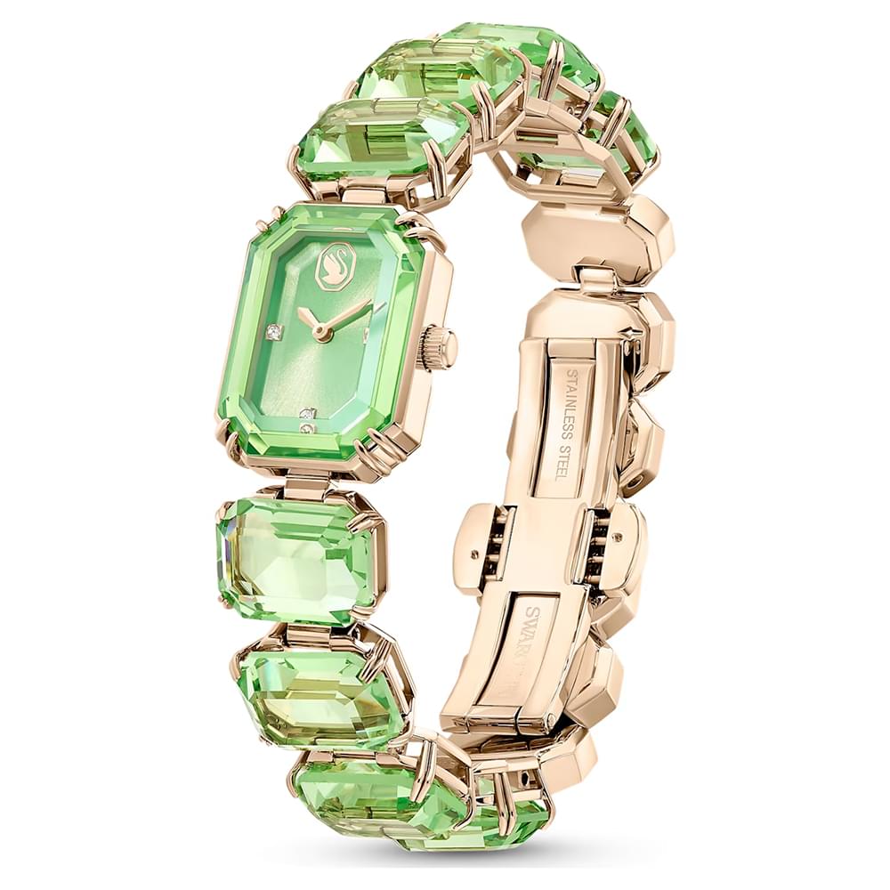 Swarovski Watch Octagon cut bracelet, Green, Champagne gold-tone finish 5630840
