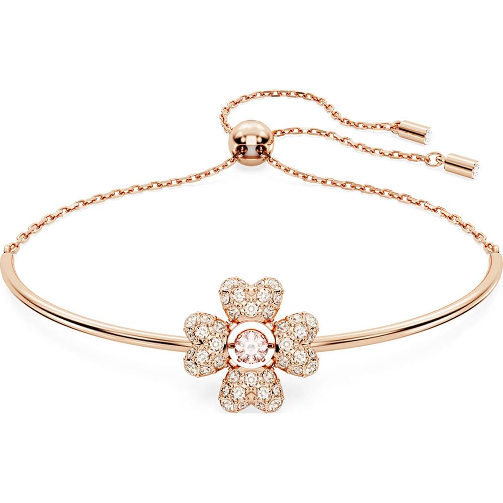 Swarovski Idyllia bracelet Clover, White, Rose gold-tone plated 5674487