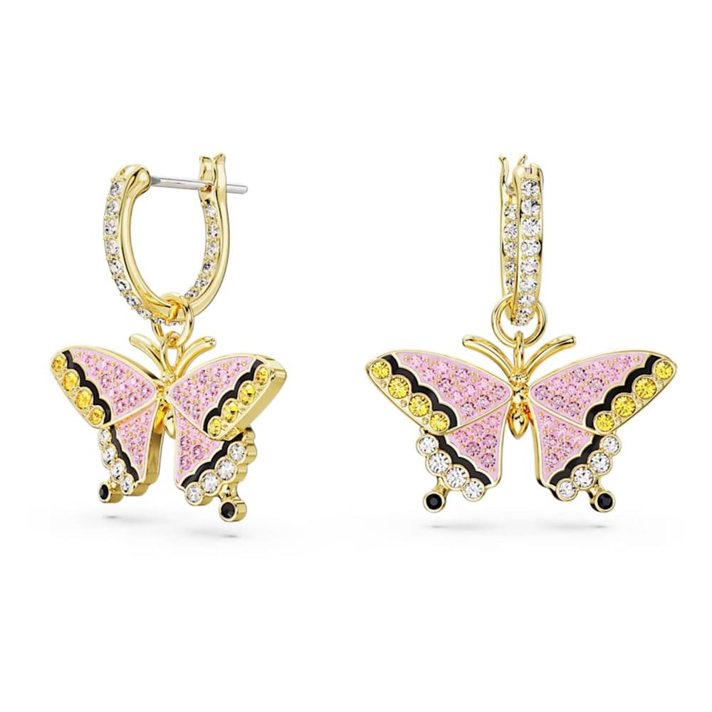 Swarovski Idyllia drop earrings Butterfly, Multicolored, Gold-tone plated 5670055