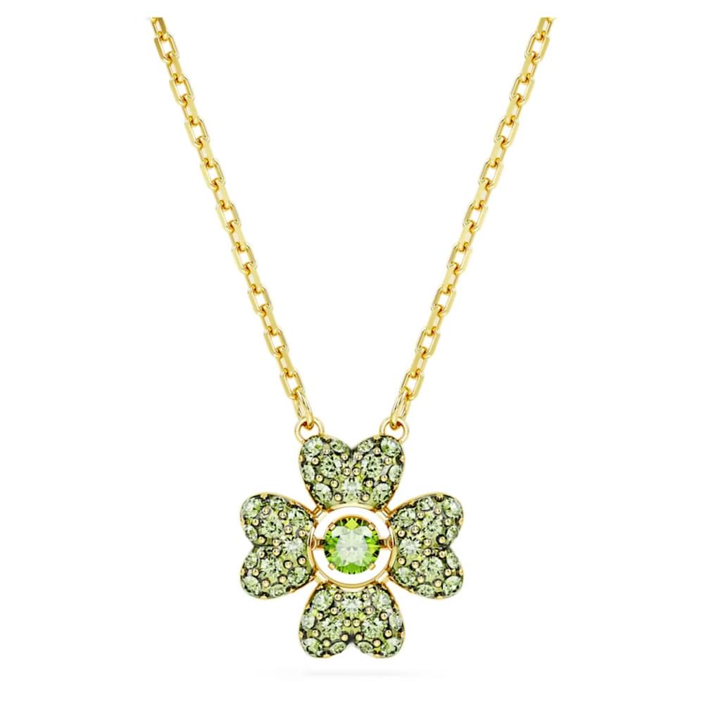Swarovski Idyllia pendant Clover, Green, Gold-tone plated 5671144