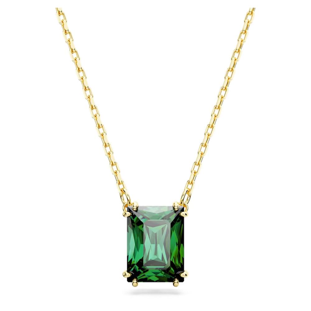 Swarovski Matrix pendant Rectangular cut, Green, Gold-tone plated 5677141