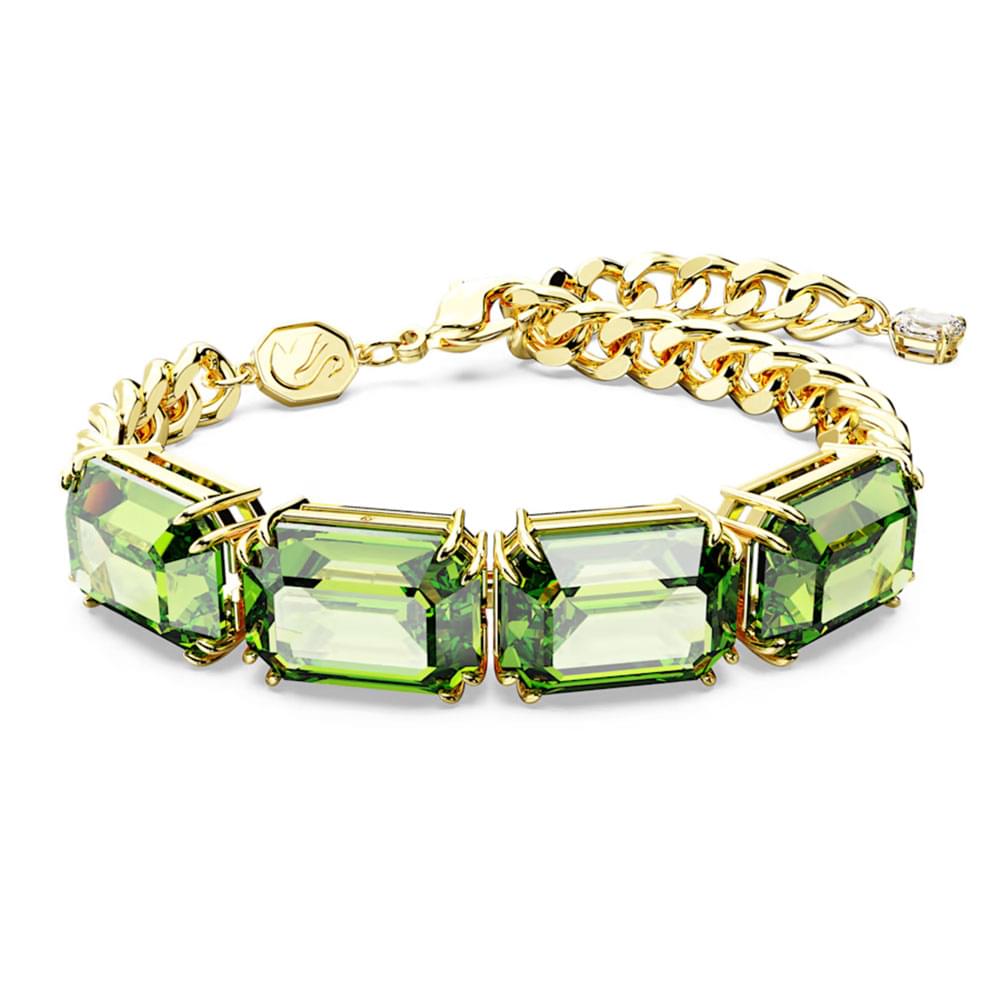 Swarovski Millenia bracelet Octagon cut, Green, Gold-tone plated 5671581