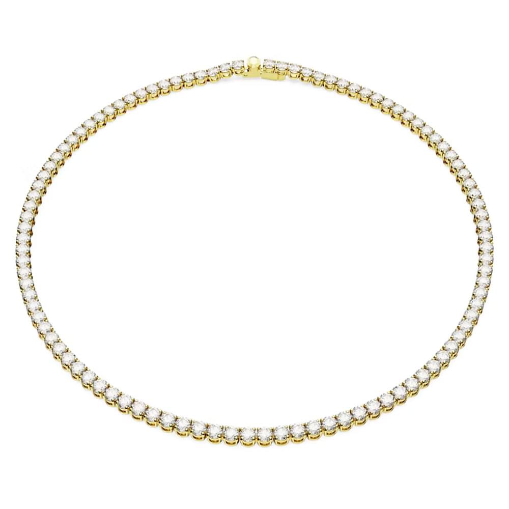 Swarovski Matrix Tennis necklace Round cut, White, Gold-tone plated 5681795