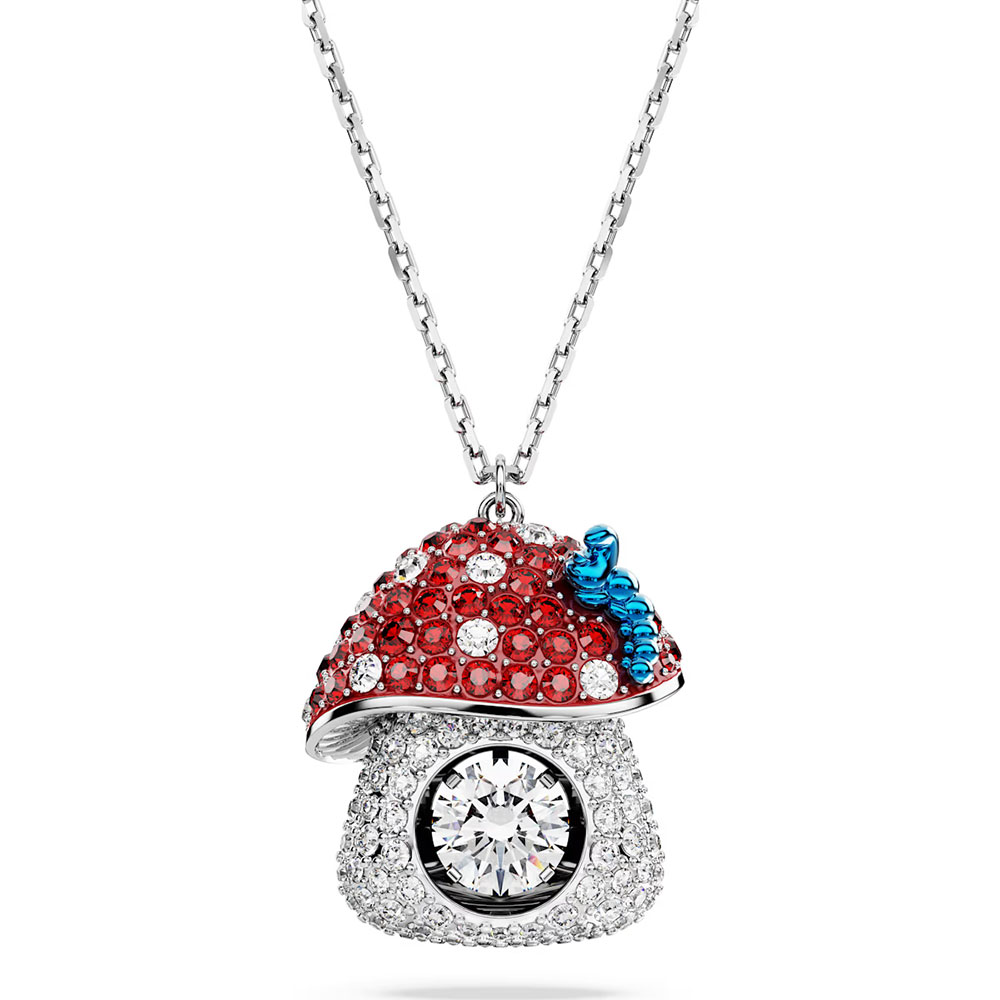 Swarovski Alice in Wonderland pendant Mushroom, Red, Rhodium plated 5682811
