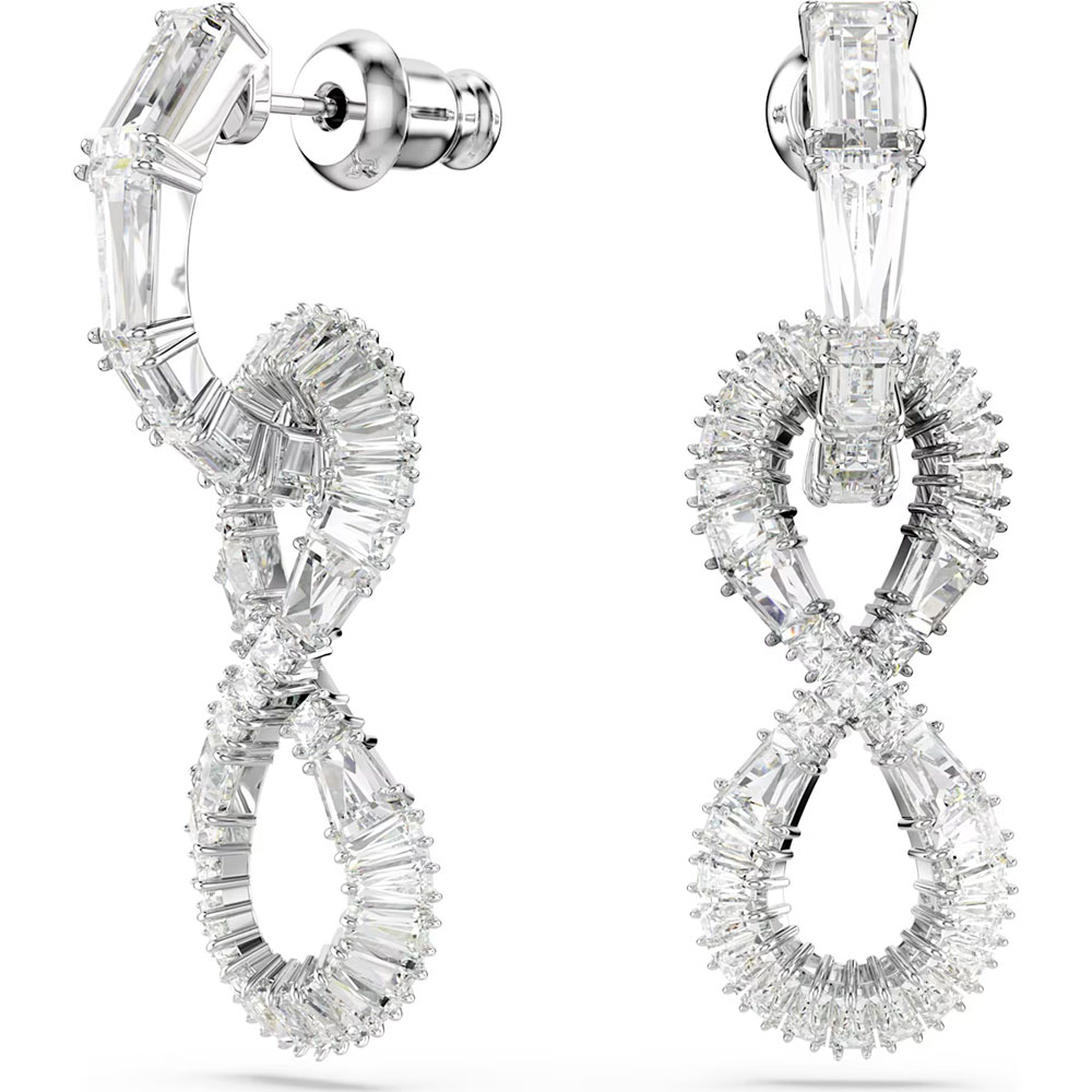 Swarovski Hyperbola drop earrings Infinity, White, Rhodium plated 5679793