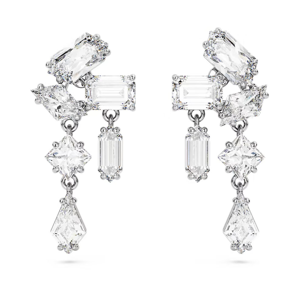 Swarovski Mesmera drop earrings Mixed cuts, White, Rhodium plated 5665825