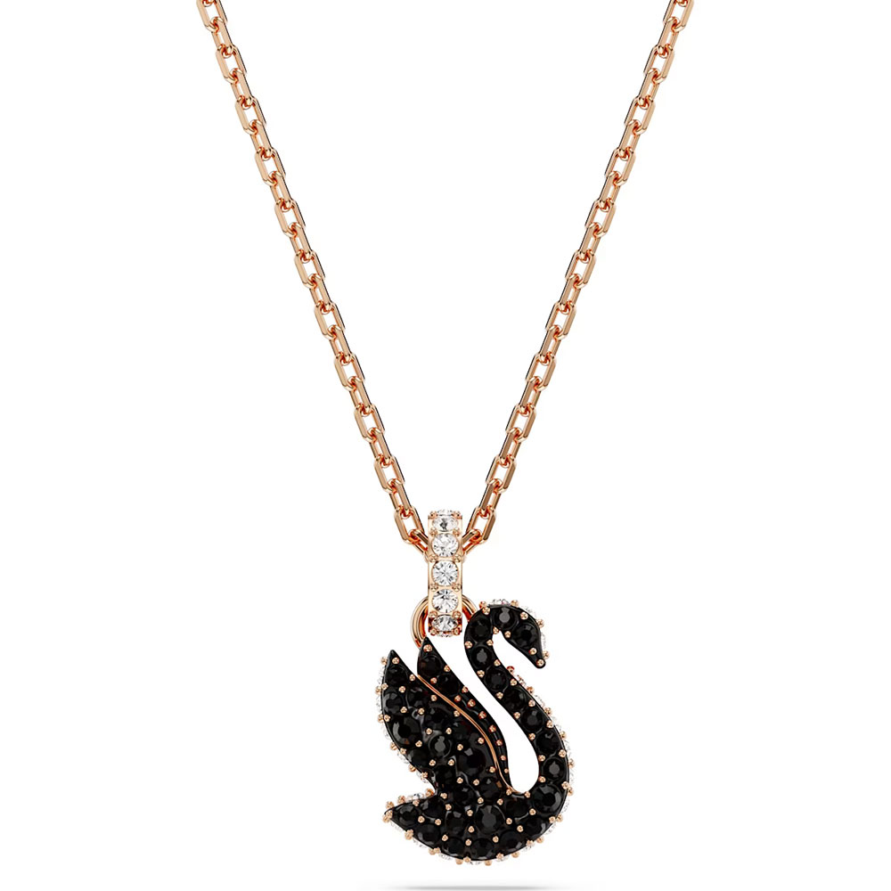 Swarovski Swan pendant Small, Black, Rose gold-tone plated 5678046