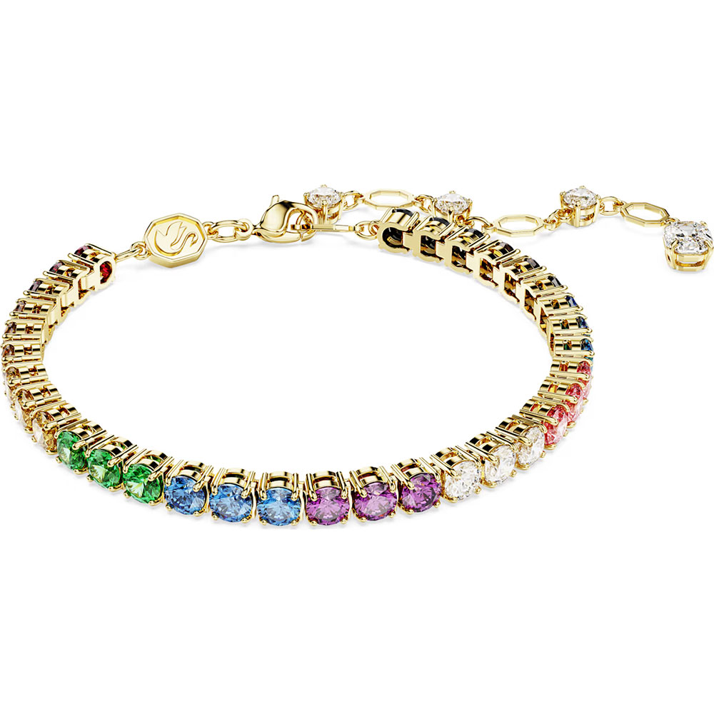 Swarovski Matrix bracelet Round cut, Multicolored, Gold-tone plated 5685691