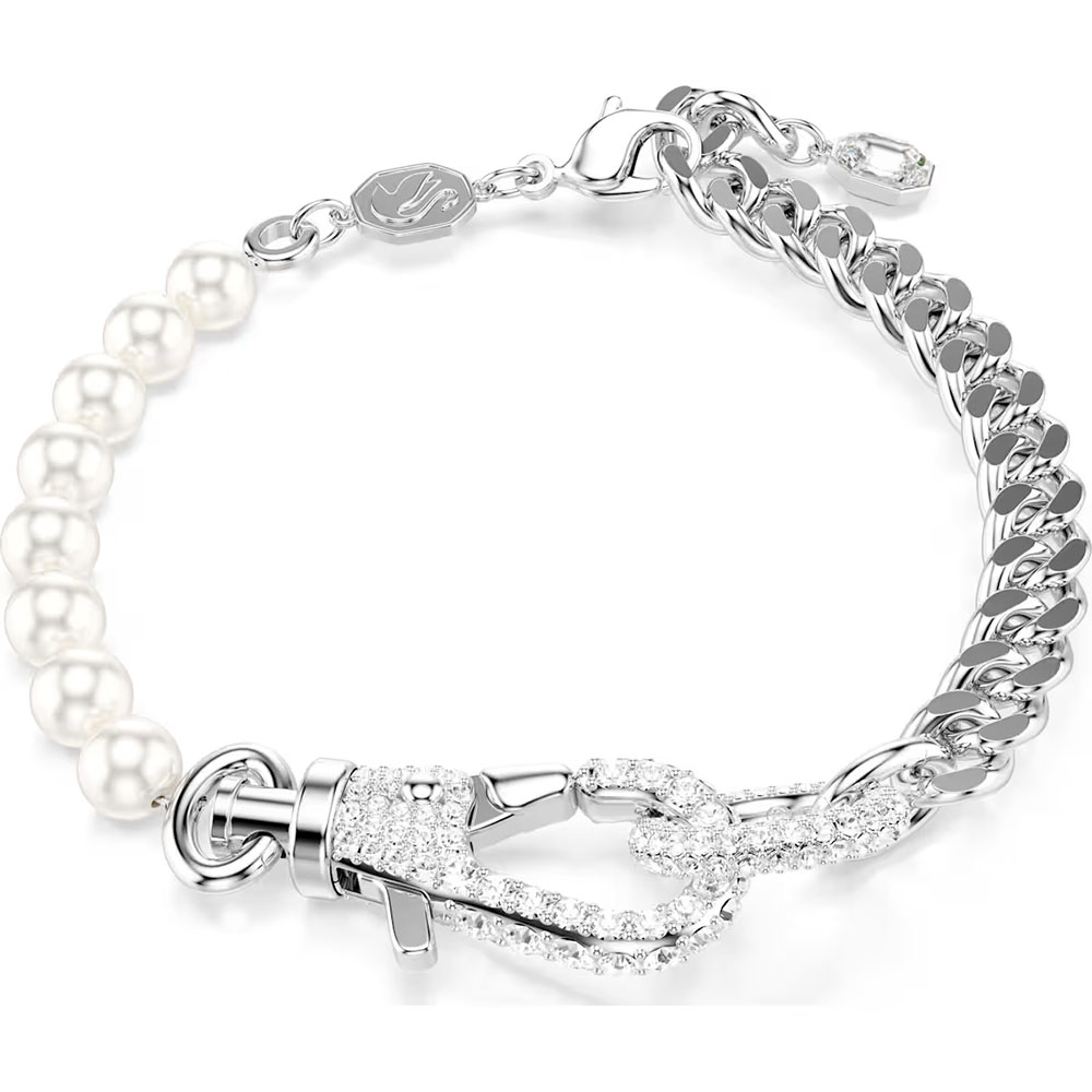 Swarovski Dextera bracelet, Pavé, Crystal pearl, White, Rhodium plated 5696256