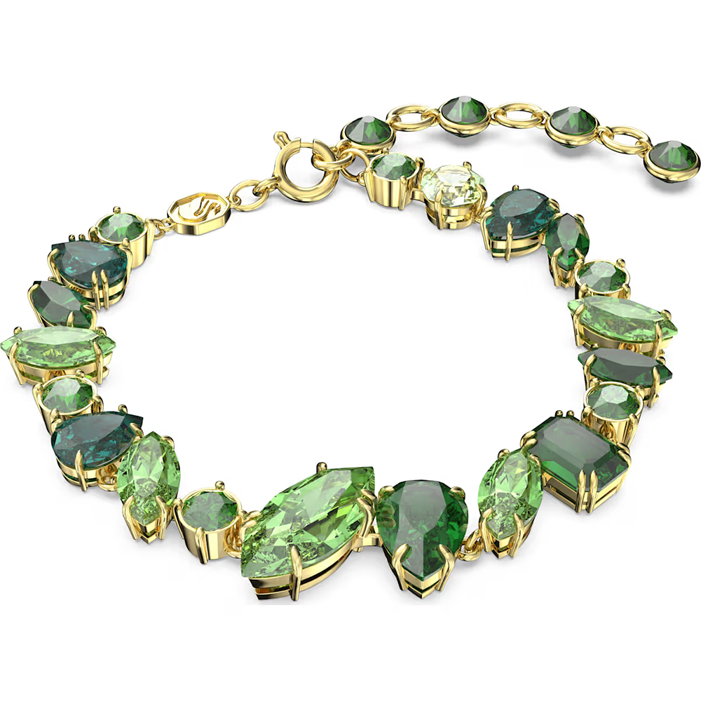 Swarovski Gema bracelet Mixed cuts, Green, Gold-tone plated 5652822