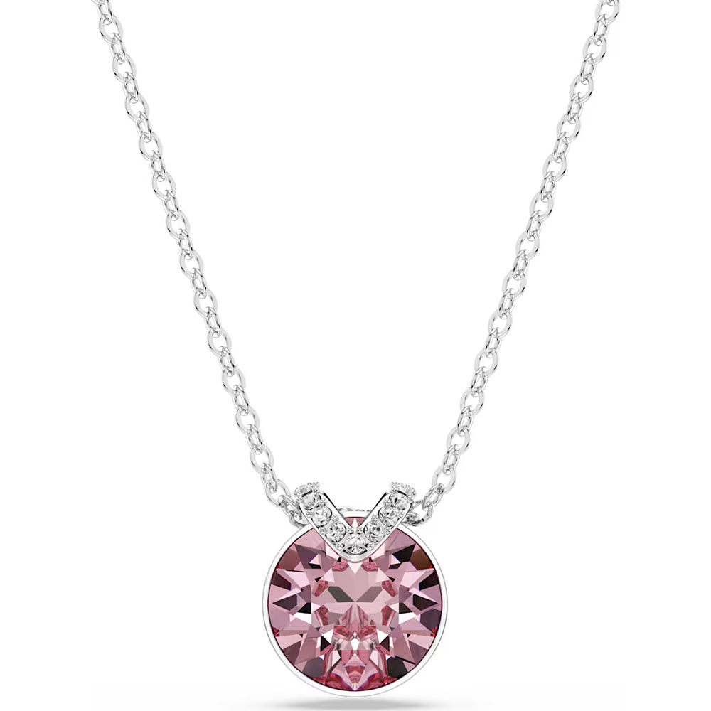 Swarovski Bella V pendant Round cut, Pink, Rhodium plated 5724289
