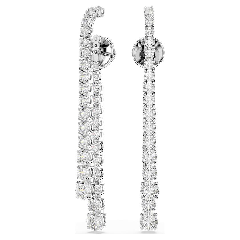 Swarovki Matrix drop earrings Gradient of round cuts, White, Rhodium plated 5709257