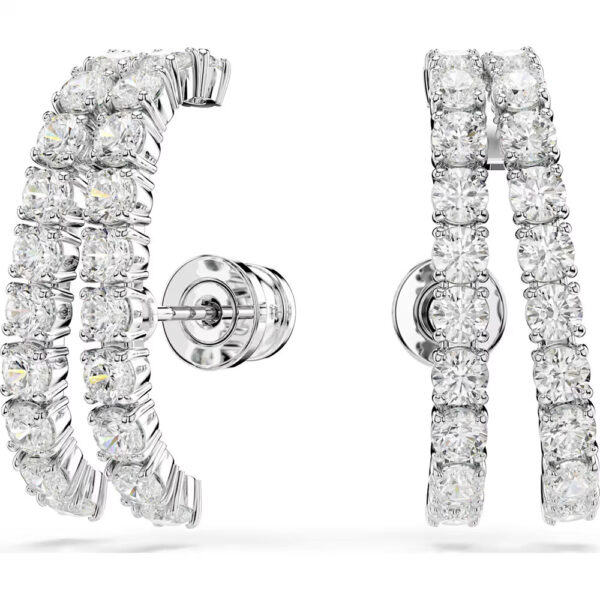 Swarovski Matrix ear cuffs Round cut, White, Rhodium plated 5705835
