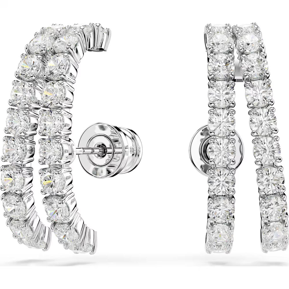 Swarovki Matrix ear cuffs Round cut, White, Rhodium plated 5705835