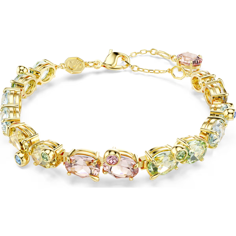 Swarovski Gema Tennis bracelet Mixed cuts, Multicolored, Gold-tone plated 5705808