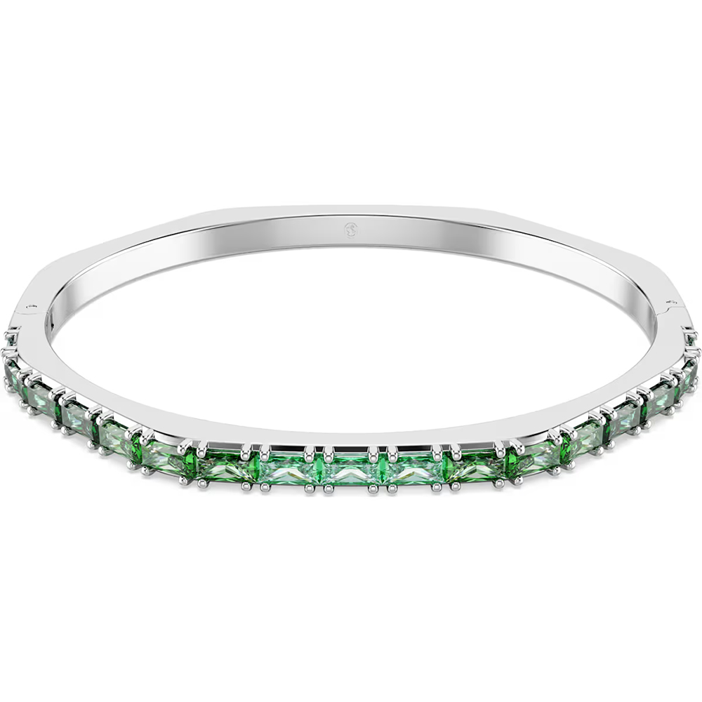 Swarovski Matrix bangle, Baguette cut, Green, Rhodium plated 5705785
