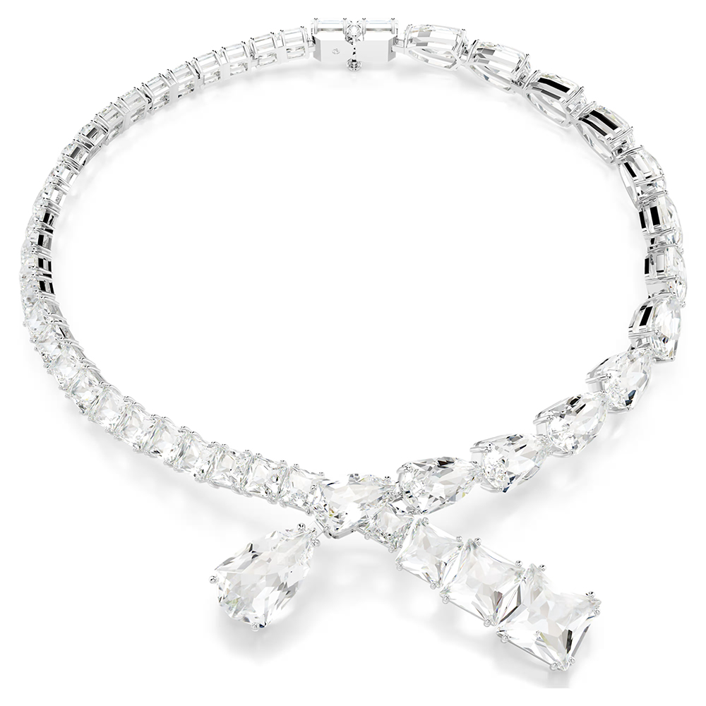 Swarovski Matrix necklace Mixed cuts, White, Rhodium plated 5692521