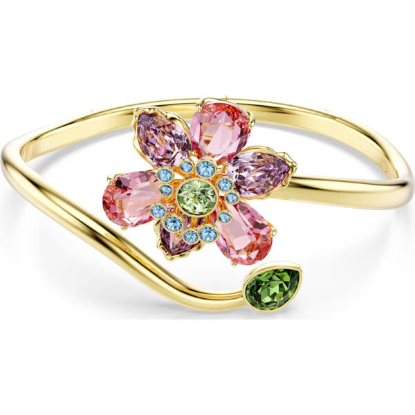 Swarovski Idyllia bangle Mixed cuts, Flower, Multicolored, Gold-tone plated 5709028