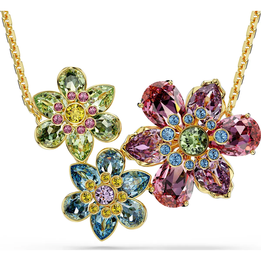 Swarovski Idyllia pendant Mixed cuts, Flower, Multicolored, Gold-tone plated 5721668
