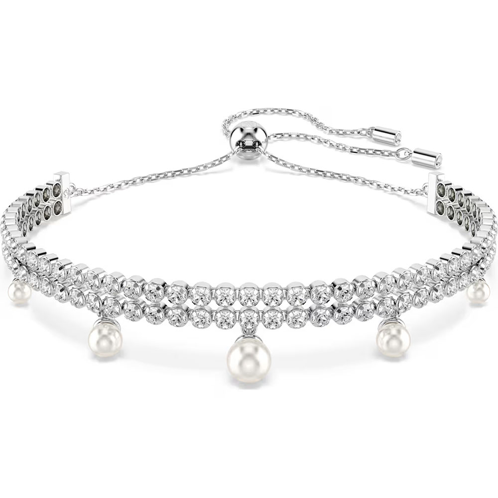 Ariana Grande x Swarovski bracelet Crystal pearl, Round cut, White, Rhodium plated 5720870