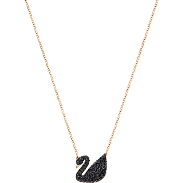 Swarovski Swan pendant, Black, Rose gold-tone plated 5204134