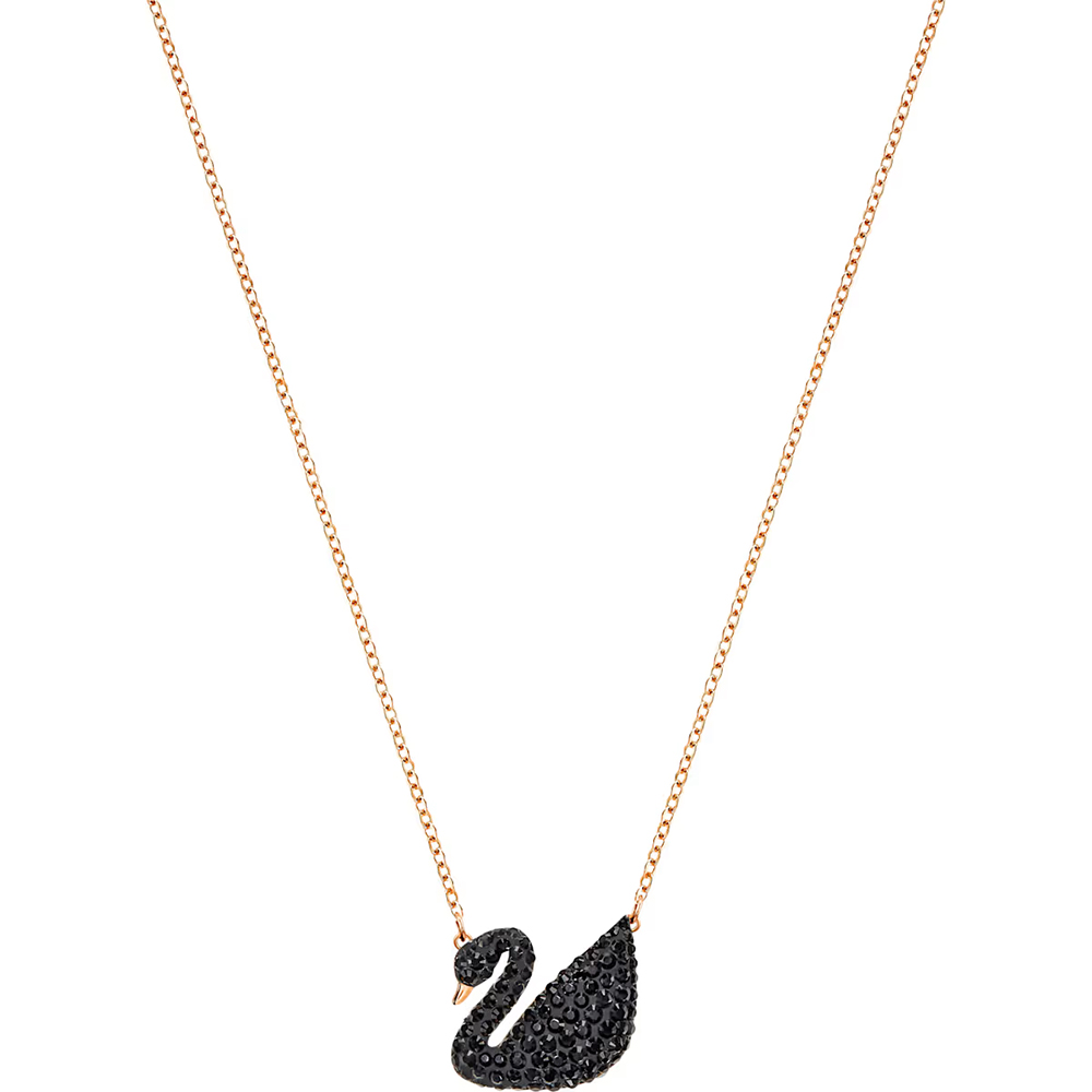 Swarovski Swan pendant, Black, Rose gold-tone plated 5204134