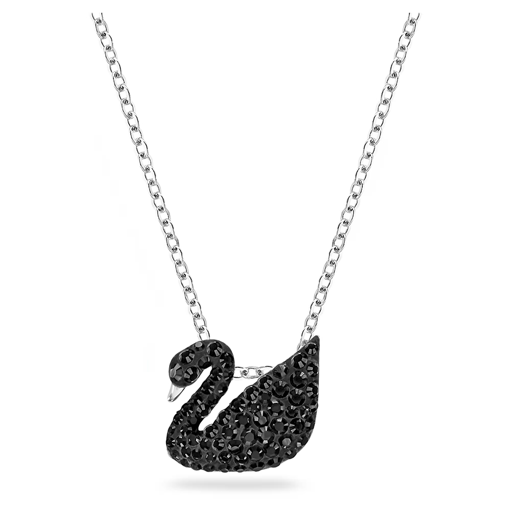 Swarovski Swan pendant, Small, Black, Rhodium plated 5347330
