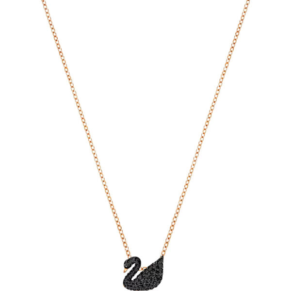 Swarovski Swan pendant, Small, Black, Rose gold-tone plated 5204133