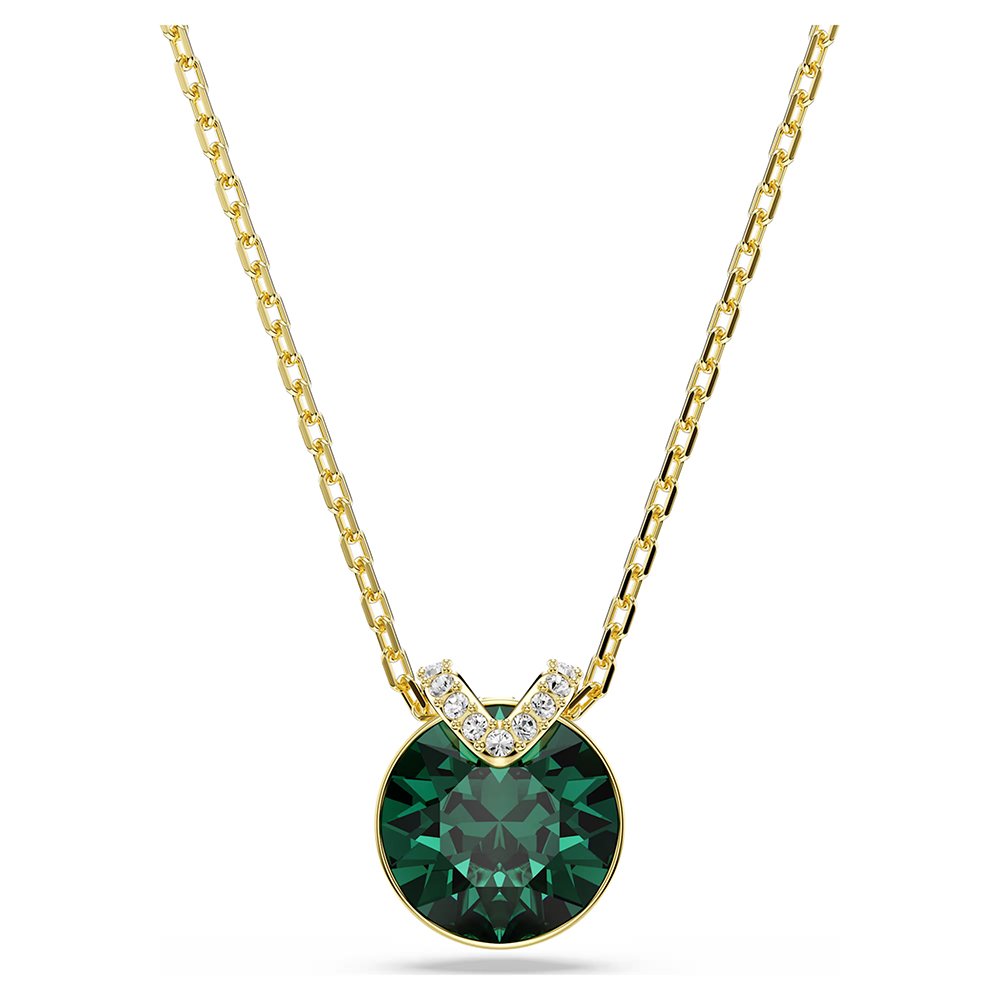 Swarovski Bella V pendant Round cut, Green, Gold-tone plated 5735387