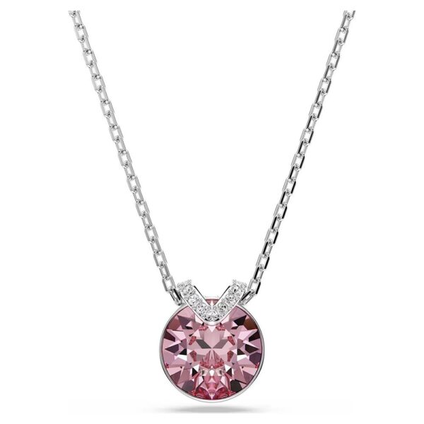 Swarovski Bella V pendant Round cut, Pink, Rhodium plated 5734230