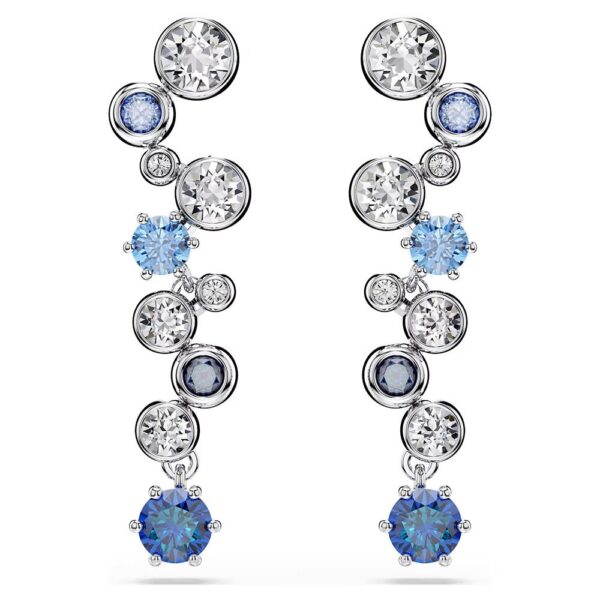 Swarovski Constella drop earrings Mixed cuts, Blue, Rhodium plated 5732775