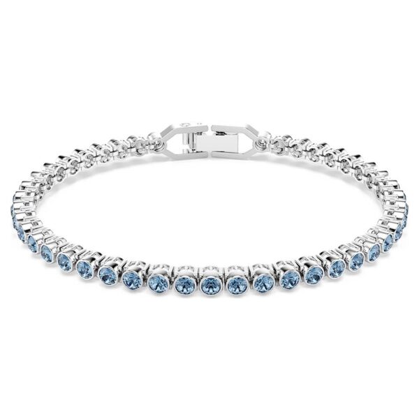 Swarovski Imber Emily Tennis bracelet Round cut, Blue, Rhodium plated 5734239