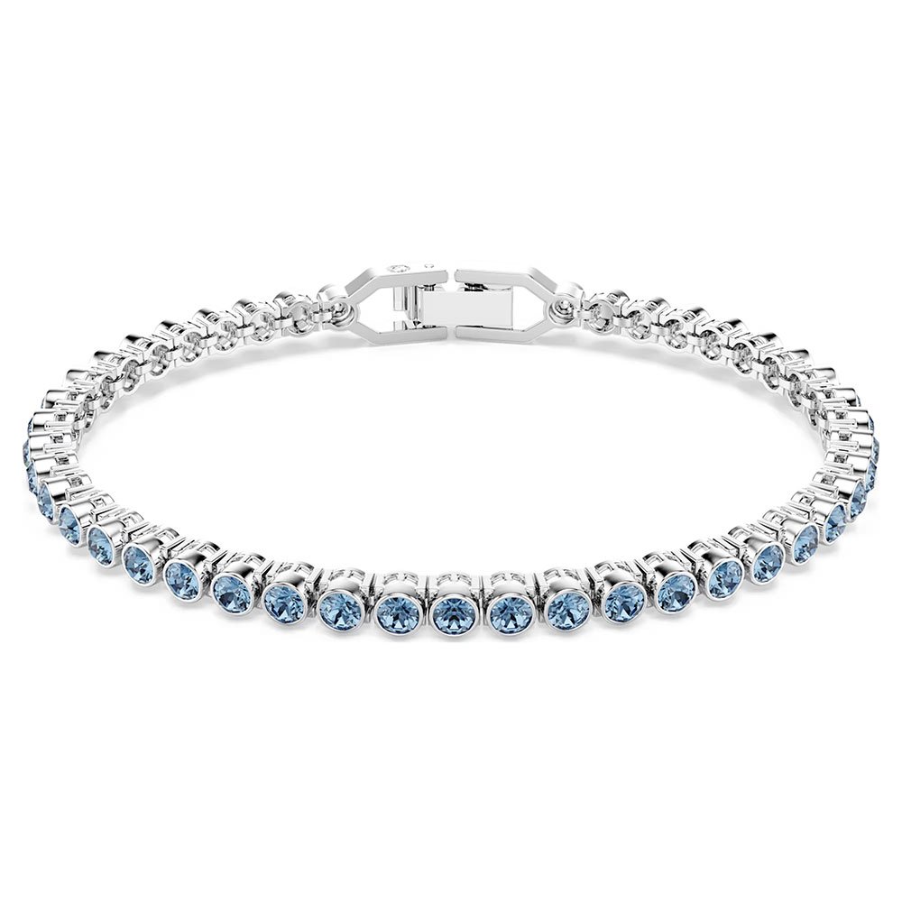 Swarovski Imber Emily Tennis bracelet Round cut, Blue, Rhodium plated 5734239