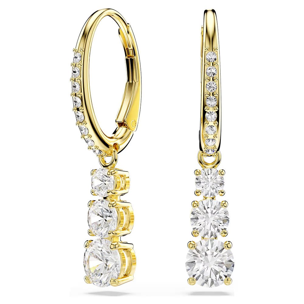 Swarovski Stilla Attract hoop earrings Round cut, White, Gold-tone plated 5723300