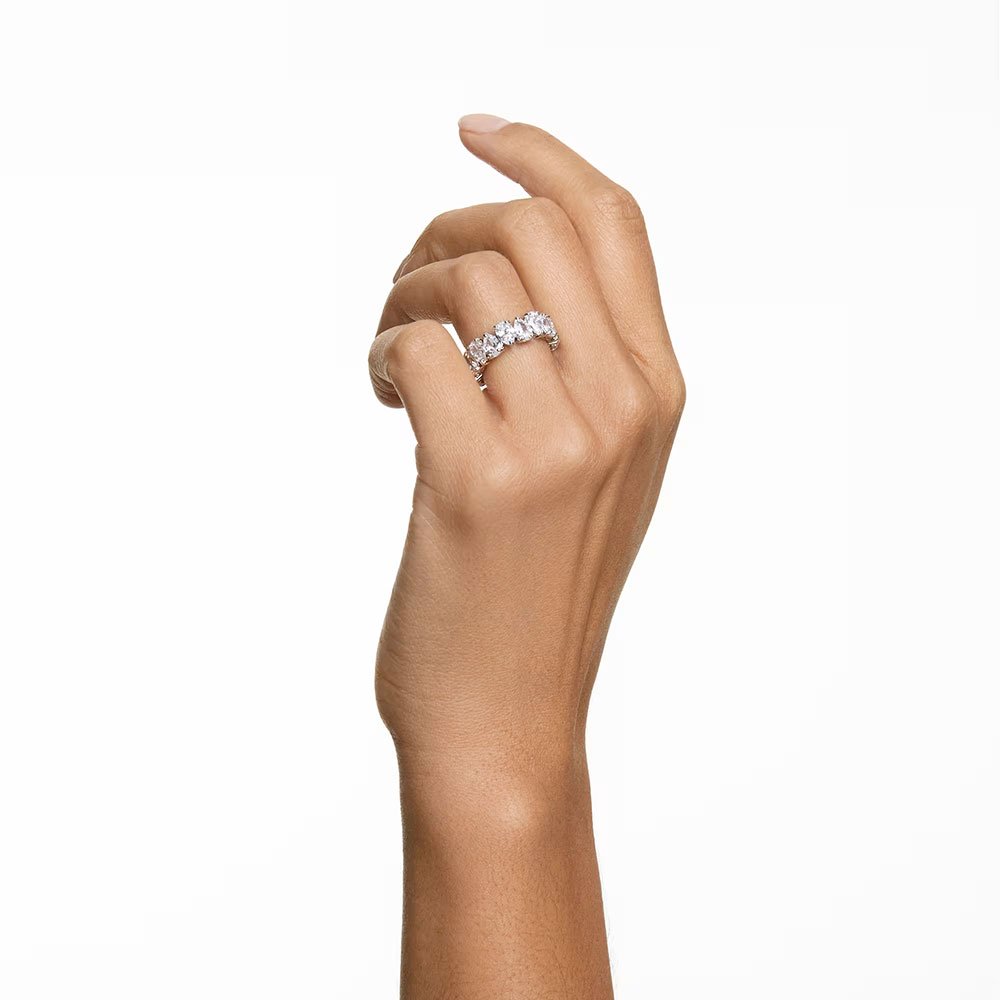 Swarovki Matrix Vittore ring Pear cut, White, Silver-tone finish (2)