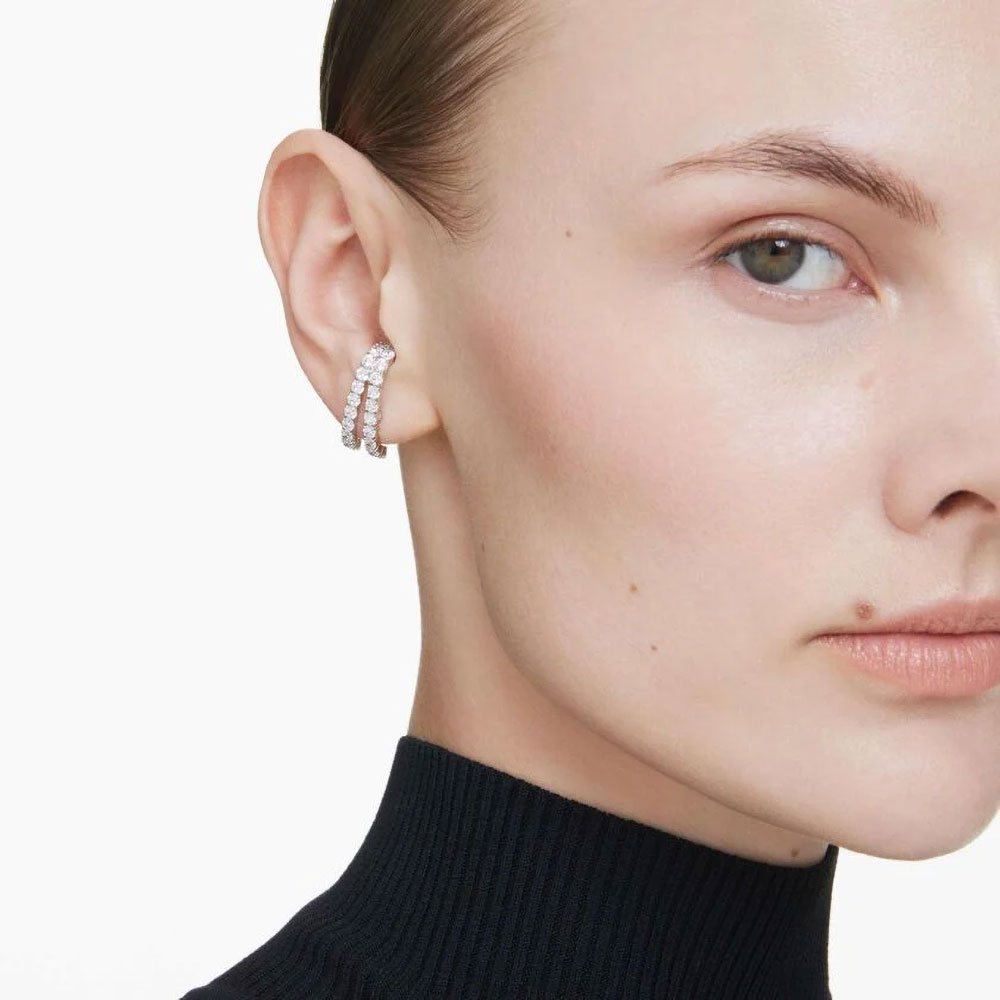 Swarovki Matrix ear cuffs Round cut, White, Rhodium plated 5705835 (2)
