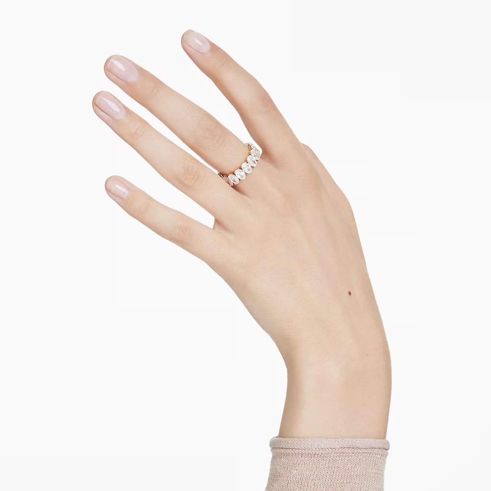 Swarovki Matrix ring Oval cut, White, Gold-tone plated (2)