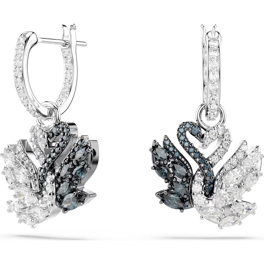Swarovki Swan drop earrings Swan, Black, Rhodium plated 5705728 (3)